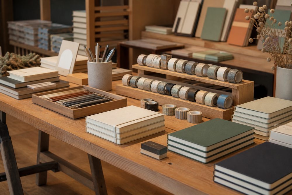 Japanese retro-pop stationery collection on display